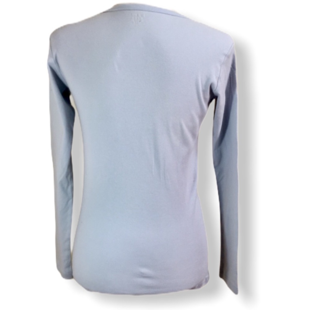 Women's blue organic cotton long sleeve t-shirt - Picture 3 of 4